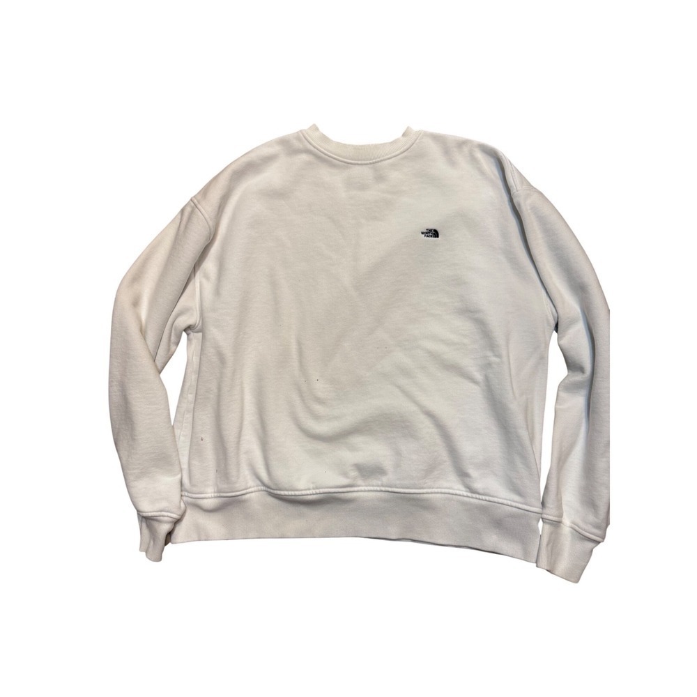 The North Face Womens White Crewneck Sweatshirt Small Embroidered Logo